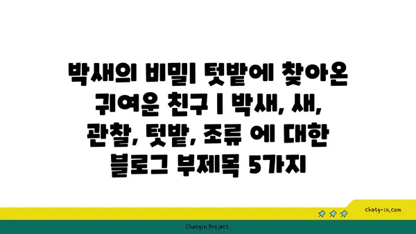 박새의 비밀| 텃밭에 찾아온 귀여운 친구 | 박새, 새, 관찰, 텃밭, 조류