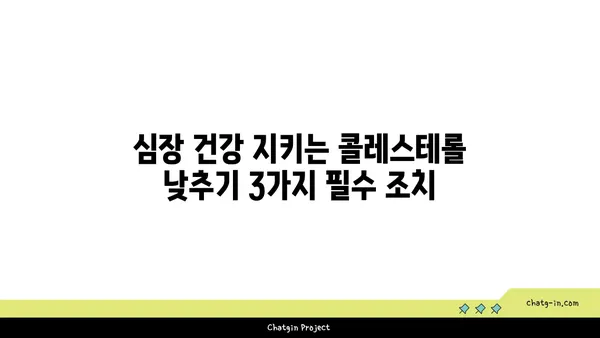 심장 건강 지키는 콜레스테롤 낮추기 3가지 필수 조치 | 건강 관리, 심혈관 질환 예방, 식단 관리