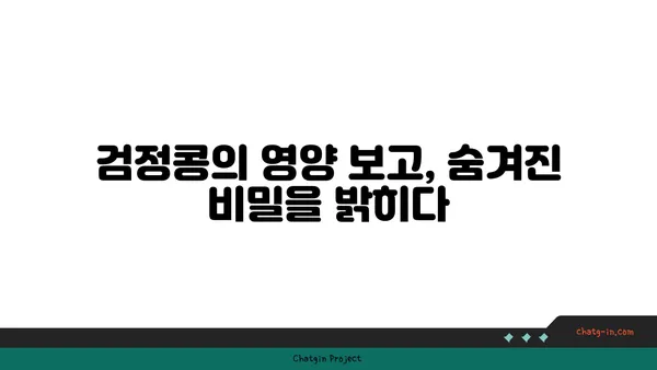 검정콩의 과학적 수수께끼| 영양과 건강의 복잡한 관계를 풀어내다 | 검정콩 효능, 건강 효과, 영양 분석, 연구 결과