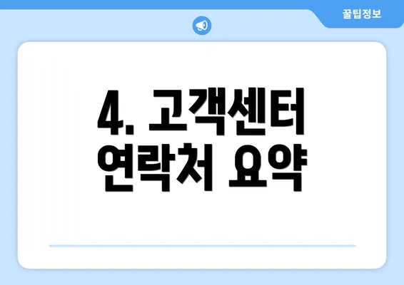 4. 고객센터 연락처 요약