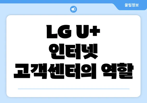 LG U+ 인터넷 고객센터의 역할