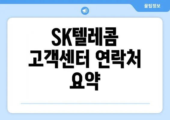 SK텔레콤 고객센터 연락처 요약