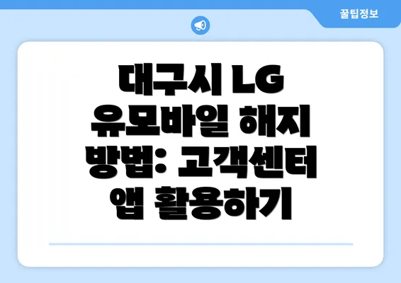 대구시 LG 유모바일 해지 방법: 고객센터 앱 활용하기