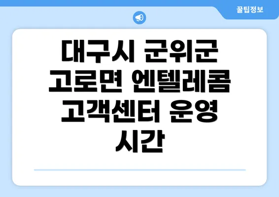 대구시 군위군 고로면 엔텔레콤 고객센터 운영 시간