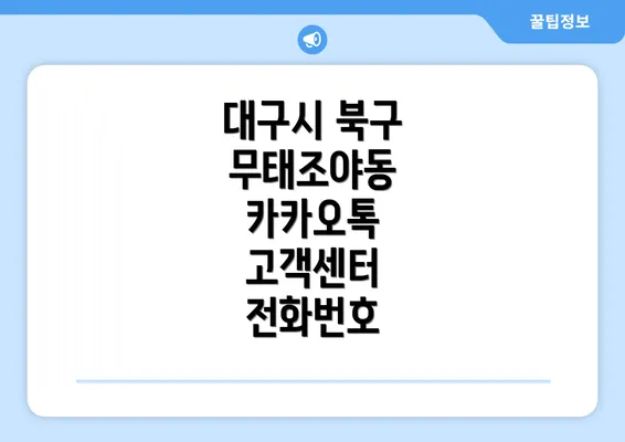 대구시 북구 무태조야동 카카오톡 고객센터 전화번호