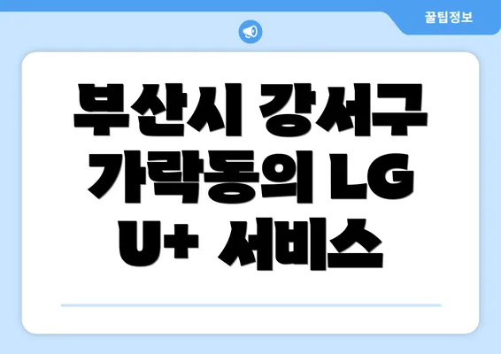 부산시 강서구 가락동의 LG U+ 서비스