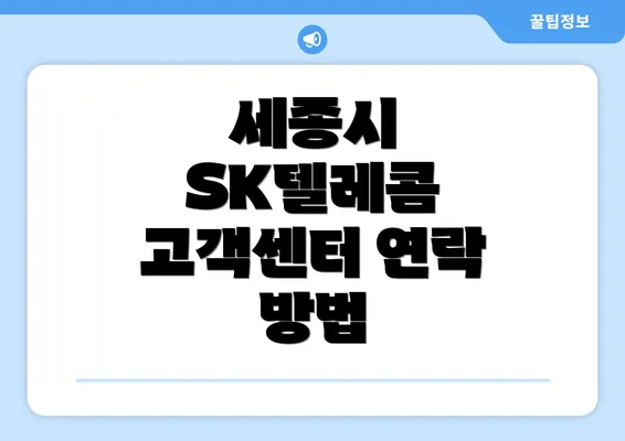 세종시 SK텔레콤 고객센터 연락 방법