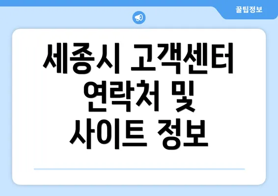 세종시 고객센터 연락처 및 사이트 정보