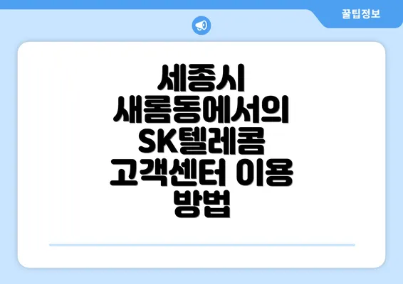 세종시 새롬동에서의 SK텔레콤 고객센터 이용 방법