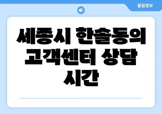 세종시 한솔동의 고객센터 상담 시간