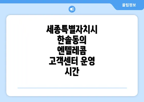 세종특별자치시 한솔동의 엔텔레콤 고객센터 운영 시간