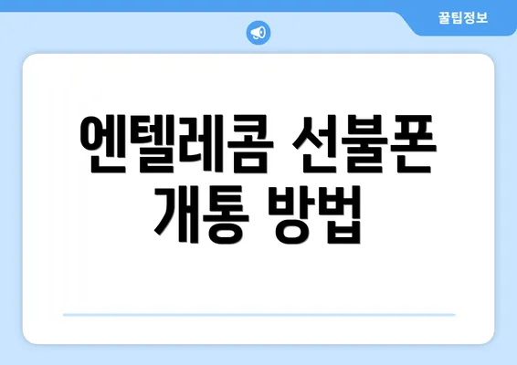 엔텔레콤 선불폰 개통 방법