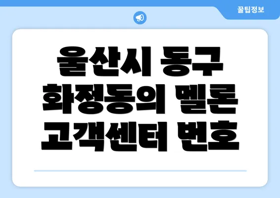 울산시 동구 화정동의 멜론 고객센터 번호