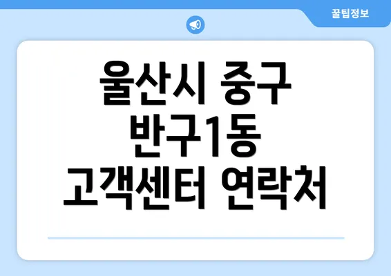 울산시 중구 반구1동 고객센터 연락처