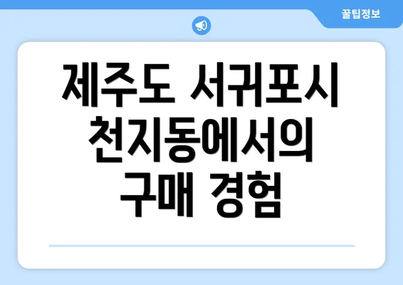 제주도 서귀포시 천지동에서의 구매 경험