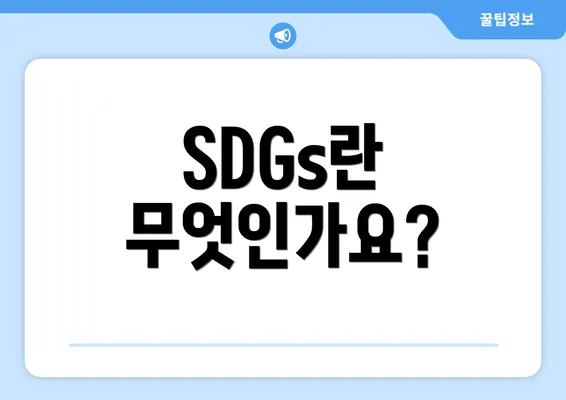 SDGs란 무엇인가요?