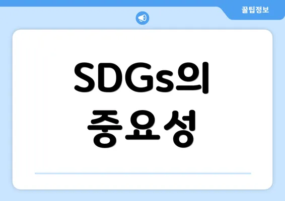 SDGs의 중요성