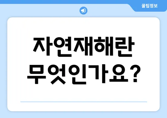 자연재해란 무엇인가요?