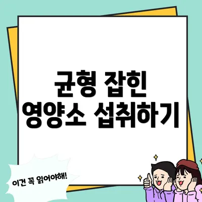 균형 잡힌 영양소 섭취하기