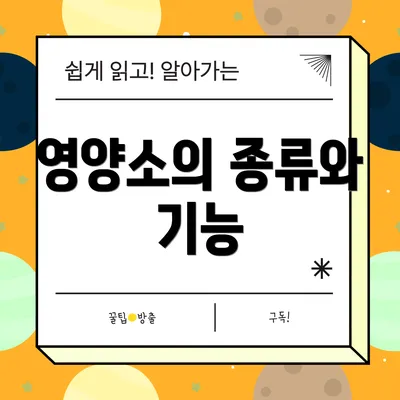 영양소의 종류와 기능