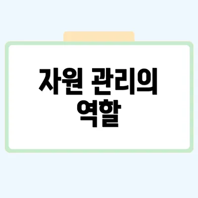 자원 관리의 역할