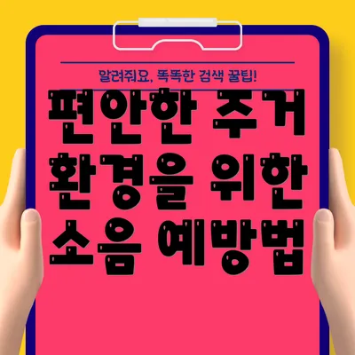 편안한 주거 환경을 위한 소음 예방법