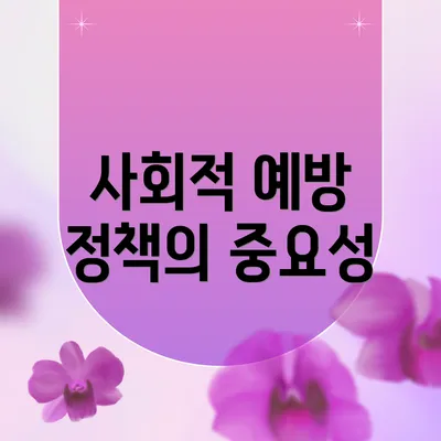 사회적 예방 정책의 중요성