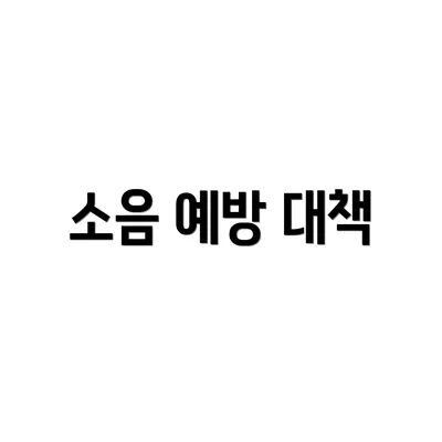 소음 예방 대책