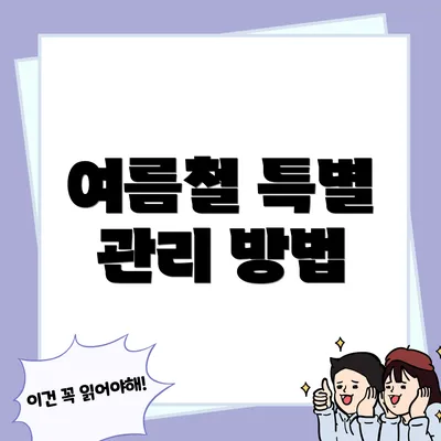 여름철 특별 관리 방법