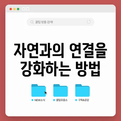 자연과의 연결을 강화하는 방법