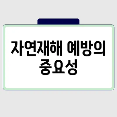 자연재해 예방의 중요성