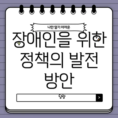 장애인을 위한 정책의 발전 방안