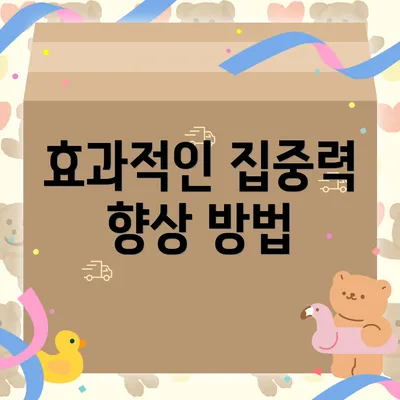 효과적인 집중력 향상 방법