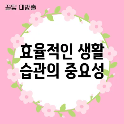 효율적인 생활 습관의 중요성